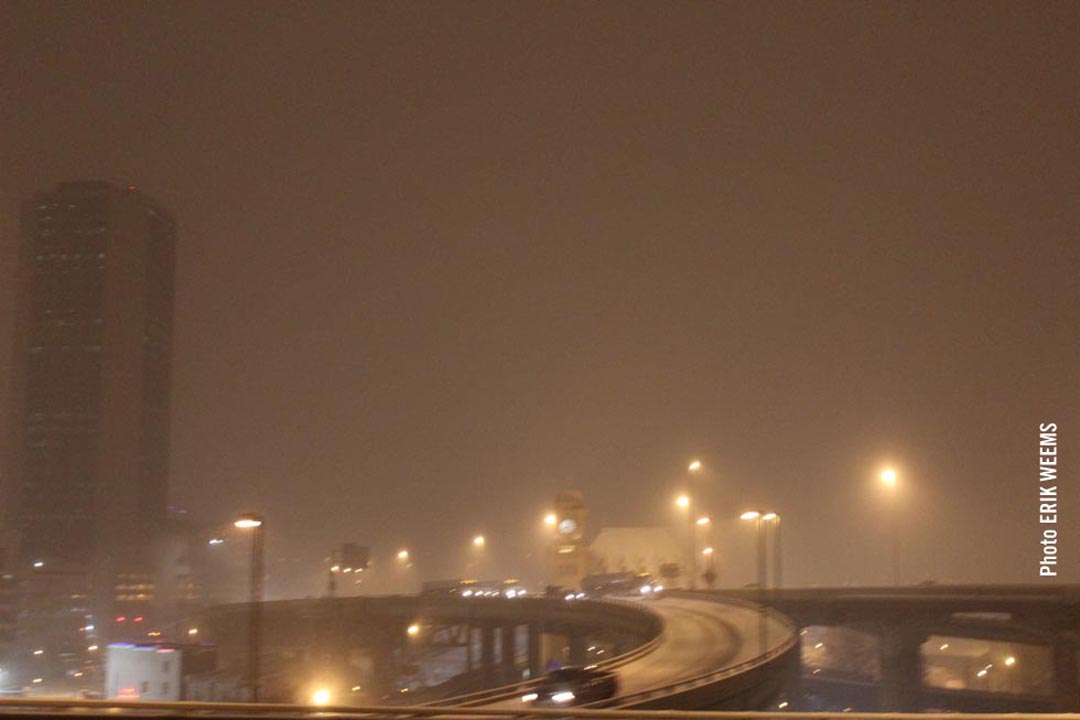 Snow in Richmond on I95 near the Old Main Street Train Station