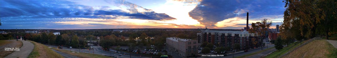 View in panorama of Richmond area from Libbey Hill at sunset